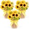3 Pack Artificial Potted Sunflowers – Faux Sunflower Plants in Burlap Bag Pots, Small Plastic Floral Decor for Spring & Summer Home, Farmhouse, Kitchen, Office Indoor/Outdoor Table Decoration